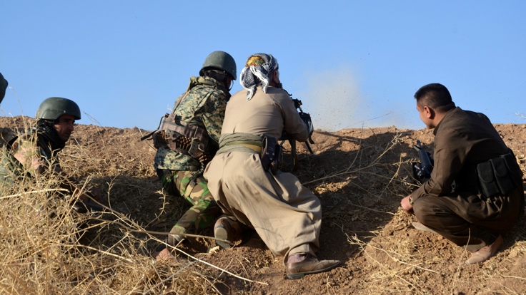 Peshmerga forces are seen in the east of Mosul to attack Islamic State militants in Mosul